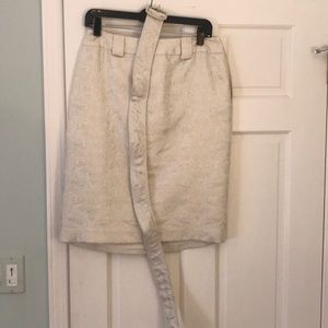 Anne Taylor brocade cream skirt with gold thread